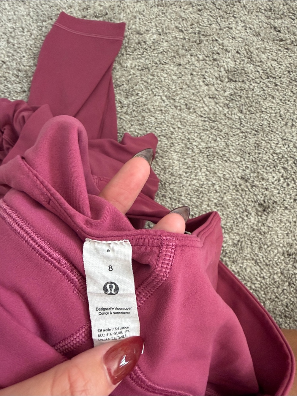 lululemon athletica Women's Deep Rose Sports Bra and Leggings Set - Picture 3 of 3